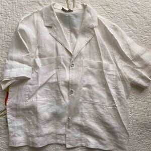 Everlane linen notch short sleeve button down